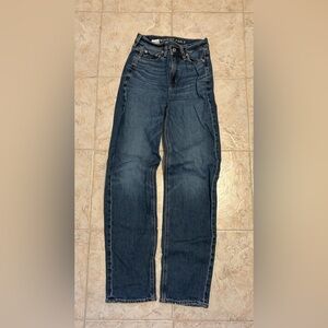 American Eagle Outfitters Women's Dark Blue Straight Leg Jeans